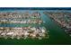 Aerial view of the neighborhood and waterways at 11650 4Th E St, Treasure Island, FL 33706