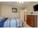 Cozy bedroom with striped bedding and dresser at 14315 Arbor Hills Rd, Tampa, FL 33625