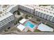 Complex with pool and building view from above at 2506 N Rocky Point Dr # 272, Tampa, FL 33607