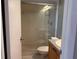 Clean bathroom with a glass shower and updated vanity at 3544 Snowy Egret Ct, Palm Harbor, FL 34683