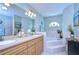 Elegant bathroom with double vanity and soaking tub at 38902 Inez Ave, Zephyrhills, FL 33542