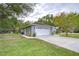 White garage door with landscaping and a concrete driveway at 38902 Inez Ave, Zephyrhills, FL 33542