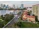 Aerial view of waterfront property near the city at 595 5Th Ne Ave, St Petersburg, FL 33701