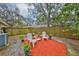 Private backyard patio with seating area and wooden fence at 1415 Mohrlake Dr, Brandon, FL 33511