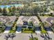 Aerial view of property showing lush landscaping and backyard pond at 2124 Sifield Greens Way # 11, Sun City Center, FL 33573