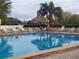 Refreshing community pool with lounge chairs and tiki umbrella at 2616 Cove Cay Dr # 102, Clearwater, FL 33760