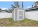 Gray storage shed in backyard at 8907 N Boulevard, Tampa, FL 33604