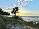 Scenic beach view at sunset, featuring calm waters, sandy shore, and lush vegetation at 608 Florida Blvd, Crystal Beach, FL 34681