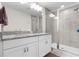 Bathroom with double vanity and large shower at 9642 Sweetwell Pl, Riverview, FL 33569