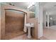 Updated bathroom with pedestal sink and walk-in shower at 1530 Rollen Rd, Clearwater, FL 33755