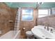 Bathroom with tub, shower, and updated vanity at 1530 Rollen Rd, Clearwater, FL 33755