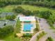 Aerial view of community pool and tennis courts at 16104 Stowe Ct, Tampa, FL 33647