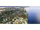 Aerial view highlighting a house's waterfront proximity and neighborhood context at 1815 2Nd E Ave, Bradenton, FL 34208