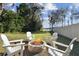 Backyard with fire pit and seating area overlooking a lake at 18803 15Th St, Lutz, FL 33549