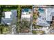 Aerial view showcasing the home's position among neighboring properties and pool at 431 Rafael Ne Blvd, St Petersburg, FL 33704