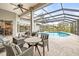 Relaxing pool area with covered patio and seating at 4339 Cheval Blvd, Lutz, FL 33558