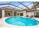 Large kidney shaped pool with screened patio and lounge chairs at 4339 Cheval Blvd, Lutz, FL 33558