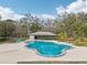 Community pool with covered seating and surrounding trees at 5117 Lesher Ct, Tampa, FL 33624