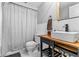 Updated bathroom with a modern vanity and white subway tiles at 7051 Nova Scotia Dr, Port Richey, FL 34668