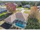 Aerial view showing home, pool, and neighborhood at 12031 Sapphire Dr, Spring Hill, FL 34609