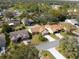 Aerial view showcasing a house's location in a residential neighborhood at 2249 Grandfather Mtn, Spring Hill, FL 34606