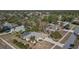 Aerial view of a residential neighborhood with houses and a pool at 377 Jenico Ct, Spring Hill, FL 34609