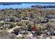 Aerial view showing home's location by the lake at 1116 E Boyer St, Tarpon Springs, FL 34689