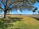 Backyard with a lake view and large tree providing shade at 11616 Crest Creek Dr, Riverview, FL 33569