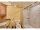 Clean bathroom with shower and vanity at 700 Island Way # 504, Clearwater, FL 33767