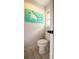 Small bathroom with white toilet and teal turtle art at 10745 Bardes Ct, Seminole, FL 33777