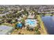 Aerial view of the community pool, playground, tennis courts, and common areas at 11540 Balintore Dr, Riverview, FL 33579