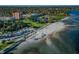 Aerial view of beach, parking lot, and residential buildings at 216 21St Ne Ave, St Petersburg, FL 33704