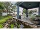 Covered patio overlooking a pond and waterfall at 2291 Bolzano Ct, Land O Lakes, FL 34639