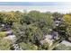 Aerial view of a house nestled among trees near the water at 356 Grand Central Ave, Safety Harbor, FL 34695