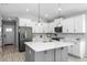 Modern kitchen with white cabinets, center island, and gold accents at 37137 Florida Ave, Dade City, FL 33525