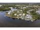 Aerial perspective of a waterfront community at 4536 Heavens Way, New Port Richey, FL 34652