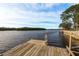 Wooden dock extending over calm water with a small access ladder at 4536 Heavens Way, New Port Richey, FL 34652