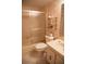 Clean bathroom with shower/tub combo, tile flooring, and updated vanity at 6158 Palma Del Mar S Blvd # 116, St Petersburg, FL 33715