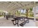 Covered picnic area with tables and benches, perfect for outdoor gatherings at 8332 Enclave Way # 101, Sarasota, FL 34243