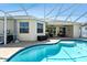 Inviting screened pool with paver deck and covered patio at 14638 Strathglass Dr, Hudson, FL 34667