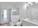 Clean bathroom with shower, toilet and vanity at 1542 Mccrea Dr, Lutz, FL 33549