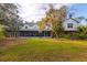 Home's back view, showcasing a large screened porch at 18029 Lake Reflections Blvd, Lutz, FL 33558