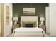 Cozy bedroom with green accent wall and neutral bedding at 3945 Northern Key Dr, Plant City, FL 33563