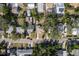 High-angle view of houses and yards in a residential neighborhood at 436 Norfolk St, Dunedin, FL 34698