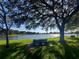 Blue picnic table under shady tree by lake at 4498 Lake Blvd, Clearwater, FL 33762