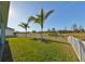 Landscaped backyard with grassy area and palm trees at 935 Signet Dr, Apollo Beach, FL 33572