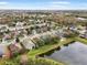 Aerial view of a residential neighborhood with houses,ponds and lush green areas at 9551 Jaybird Ln, Land O Lakes, FL 34638