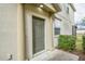 Modern front door with a columned entryway and landscaping at 4762 White Sanderling Ct, Tampa, FL 33619