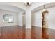 Hardwood floor dining room, view of kitchen at 10721 Rockledge View Dr, Riverview, FL 33579