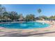 Community pool with lounge chairs and palm trees at 10721 Rockledge View Dr, Riverview, FL 33579